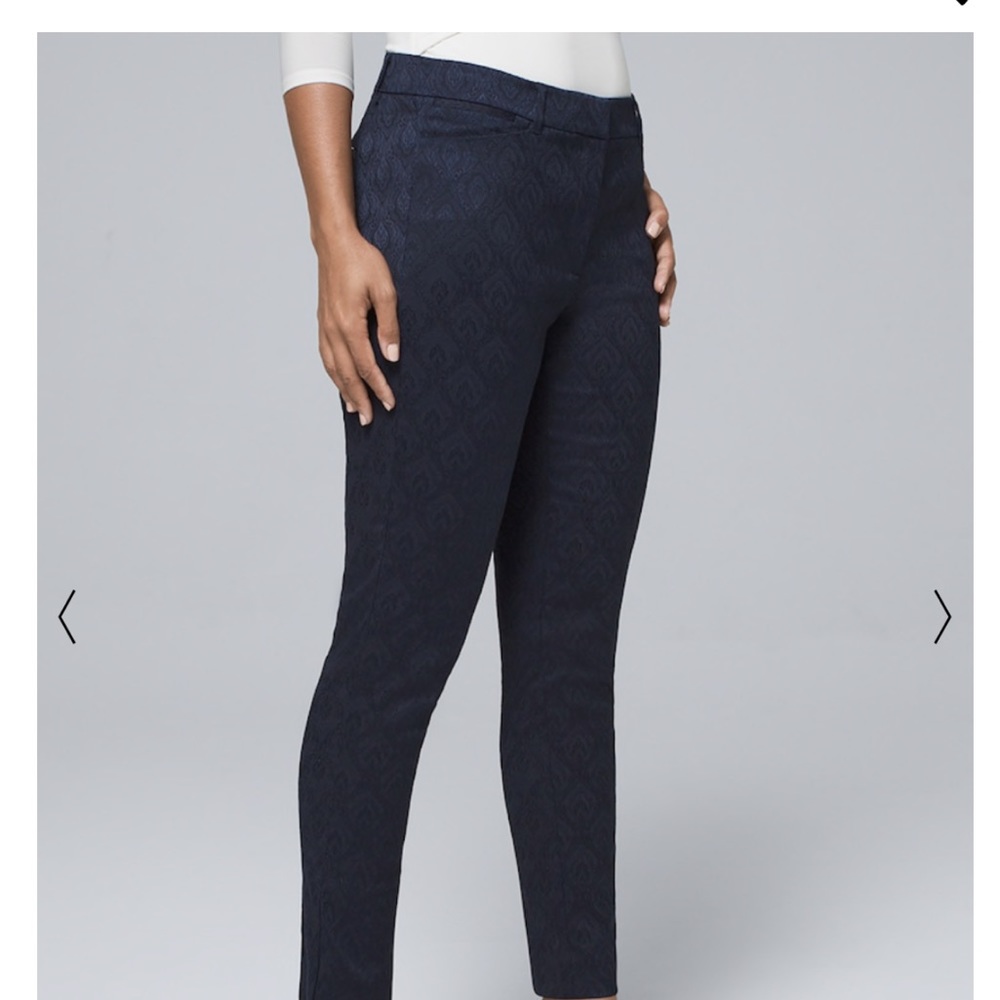 Jacquard scroll slim ankle pants